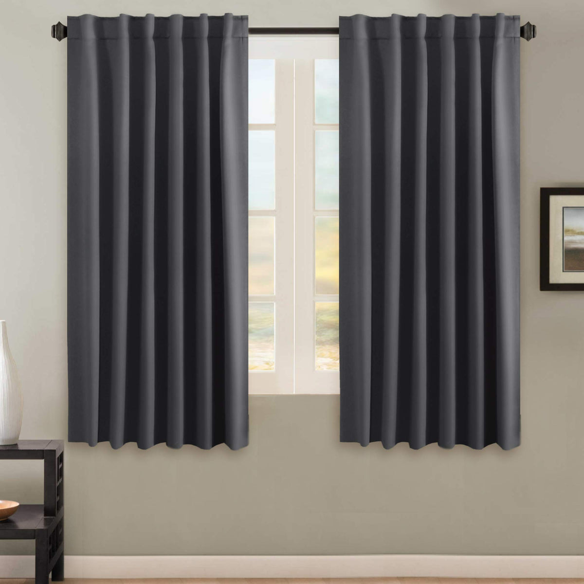 H.VERSAILTEX Blackout Curtains Thermal Insulated Window Treatment Panels Room Darkening Blackout Drapes for Living Room Back Tab/Rod Pocket Bedroom Draperies, 52 x 84 Inch, Light Sage, 2 Panels