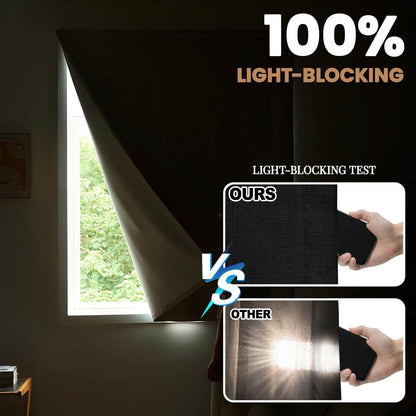 Jilron Adhesive Curtain,100% Blackout Curtains, No Drilling, Suitable for Multi-Scenes Privacy Protection (Black - W35 × L60 in)