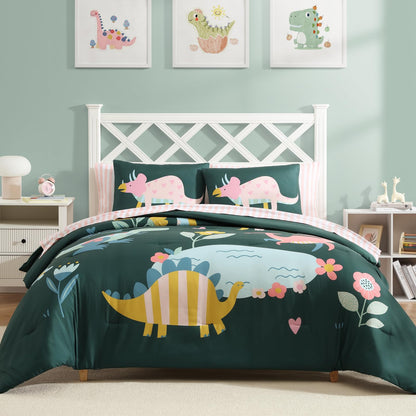 Twin XL Comforter Set for Girls Colorful Checkered Bed in a Bag 5 Pieces