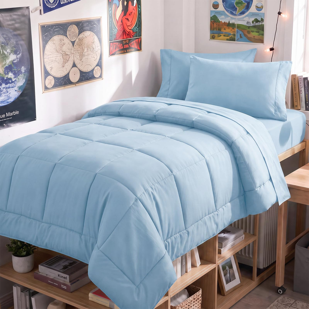 CozyLux Full Size Comforter Sets Black - 7 Pieces Bed in a Bag