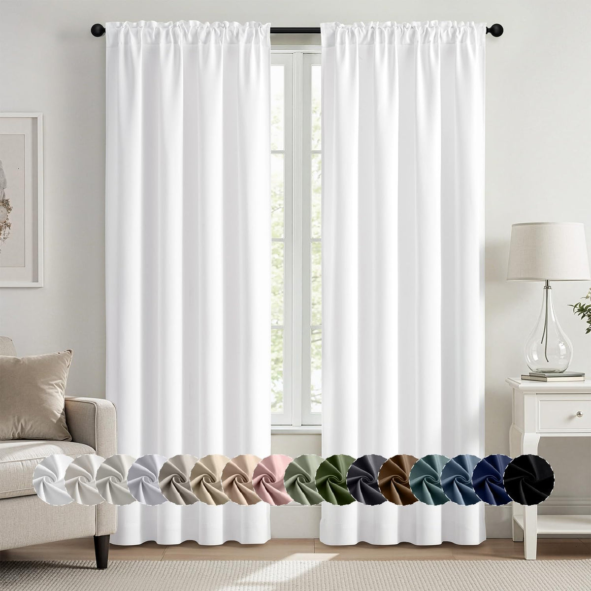 MIULEE Halloween Black Blackout Curtains for Bedroom Room 40"x63" 2 Panels
