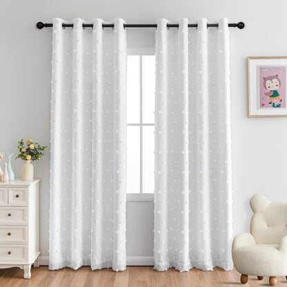MYSKY HOME Kids Blackout Curtains for Boys Bedroom 84 Inch Long 100% Light Blocking Cute Curtains for Playing Room 2 Panels Grommet Nursery Drapes with Rainbow Pom Pom Sheer 2 Layered 50W x 84L