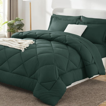 CozyLux Full Comforter Set 82"x86" Dark Grey - 7 Piece Bed in a Bag