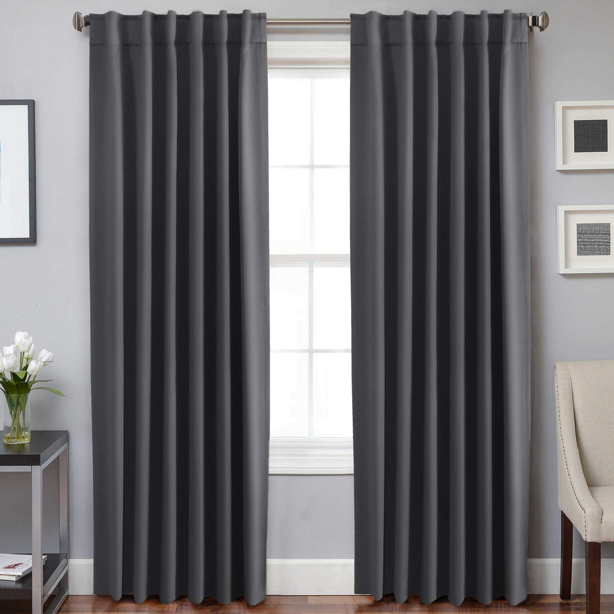 H.VERSAILTEX Blackout Curtains Thermal Insulated Window Treatment Panels Room Darkening Blackout Drapes for Living Room Back Tab/Rod Pocket Bedroom Draperies, 52 x 84 Inch, Light Sage, 2 Panels