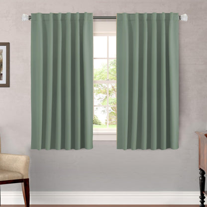 H.VERSAILTEX Blackout Curtains Thermal Insulated Window Treatment Panels Room Darkening Blackout Drapes for Living Room Back Tab/Rod Pocket Bedroom Draperies, 52 x 84 Inch, Light Sage, 2 Panels