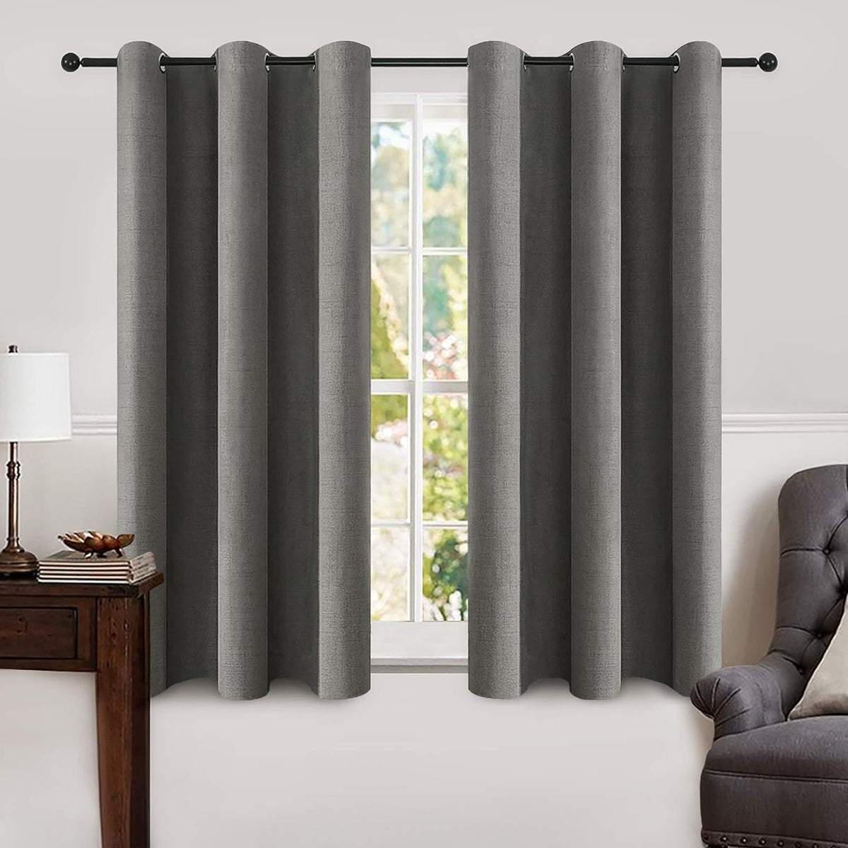 MIULEE 100% Blackout Linen Curtains for Bedroom 52x90 Inches Natural Beige