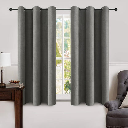 MIULEE 100% Blackout Linen Curtains for Bedroom 52x90 Inches Natural Beige