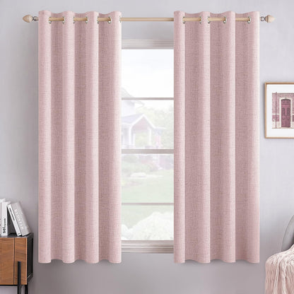 MIULEE 100% Blackout Linen Curtains for Bedroom 52x90 Inches Natural Beige