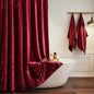 TAMGHO Crushed Velvet Shower Curtain, Marron Red, 72 x 72