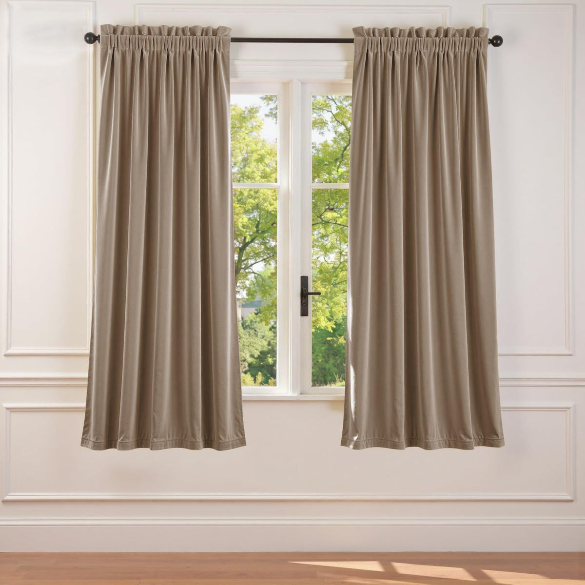 Lazzzy Blackout Curtains Thermal Insulated Curtains Room Window Drapes Super Soft Luxury Curtains for Living Room Bedroom Rod Pocket 2 Panels, 96 Inch Lined | Beige