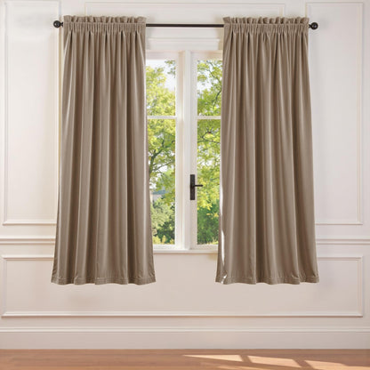 Lazzzy Blackout Curtains Thermal Insulated Curtains Room Window Drapes Super Soft Luxury Curtains for Living Room Bedroom Rod Pocket 2 Panels, 96 Inch Lined | Beige