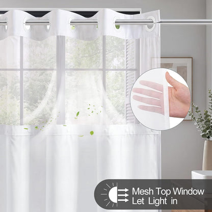 No Hook Shower Curtain and Liner Set, Ombre Black and White, 71x74