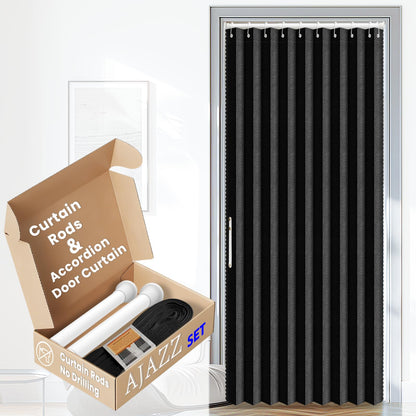 AJAZZ Blackout Accordion Door Magnetic Door Curtain Folding Closet Doors Curtain Invisible for Bedroom Room Living Room Doorway, Grey 42" W x 78" L, 1 Panel