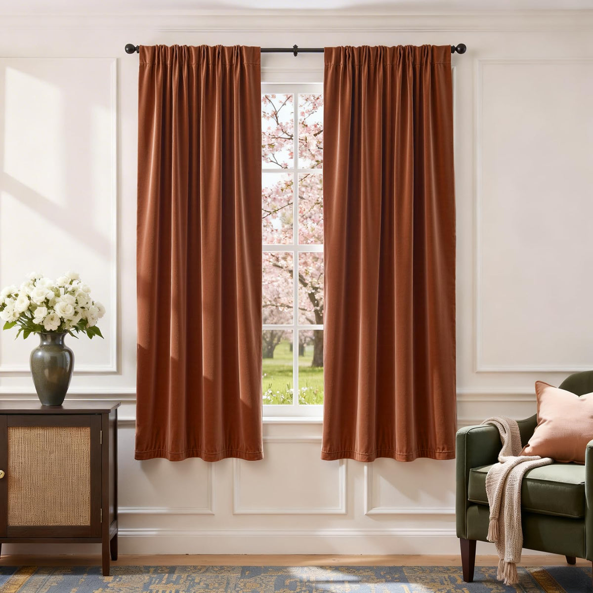 Lazzzy Blackout Curtains Thermal Insulated Curtains Room Window Drapes Super Soft Luxury Curtains for Living Room Bedroom Rod Pocket 2 Panels, 96 Inch Lined | Beige