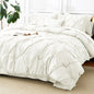 CozyLux Queen Comforter Set Black, 7 Pieces Pintuck Bed in a Bag
