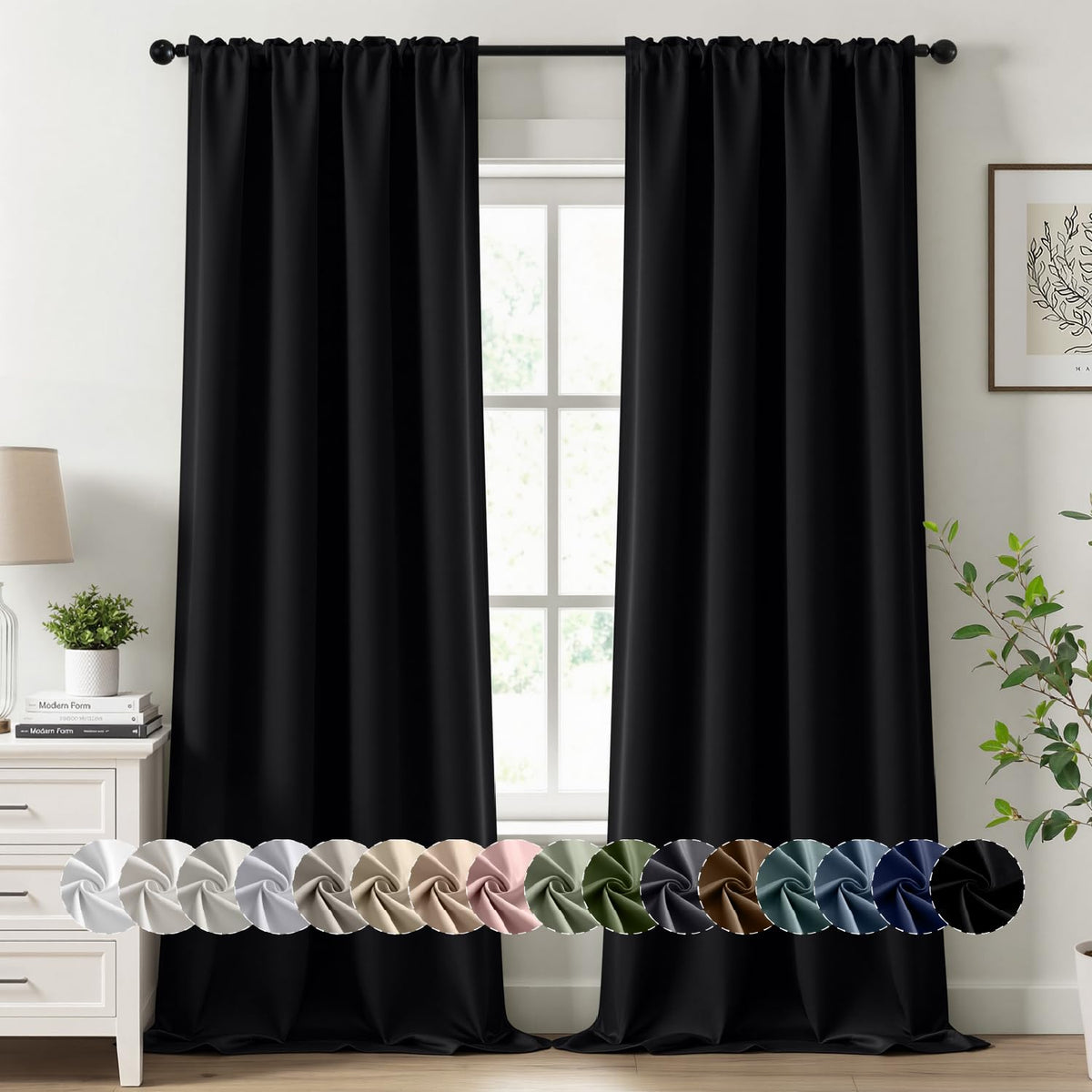 MIULEE Halloween Black Blackout Curtains for Bedroom Room 40"x63" 2 Panels