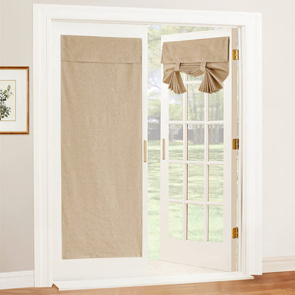 RYB HOME Blackout French Door Curtain, No Drill, W26 x L69, Black, 1 Panel