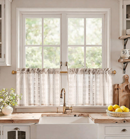 Miss Adola 36 Inch Length Kitchen Tier Curtains Pumpkin Leaf Cafe Curtains