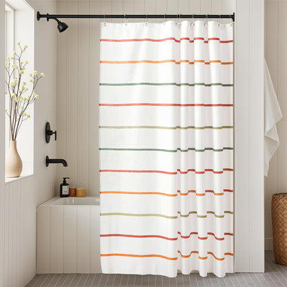 Kids Bathroom Shower Curtain, Colorful Hand-Drawn Stripe Design, 72 x 72