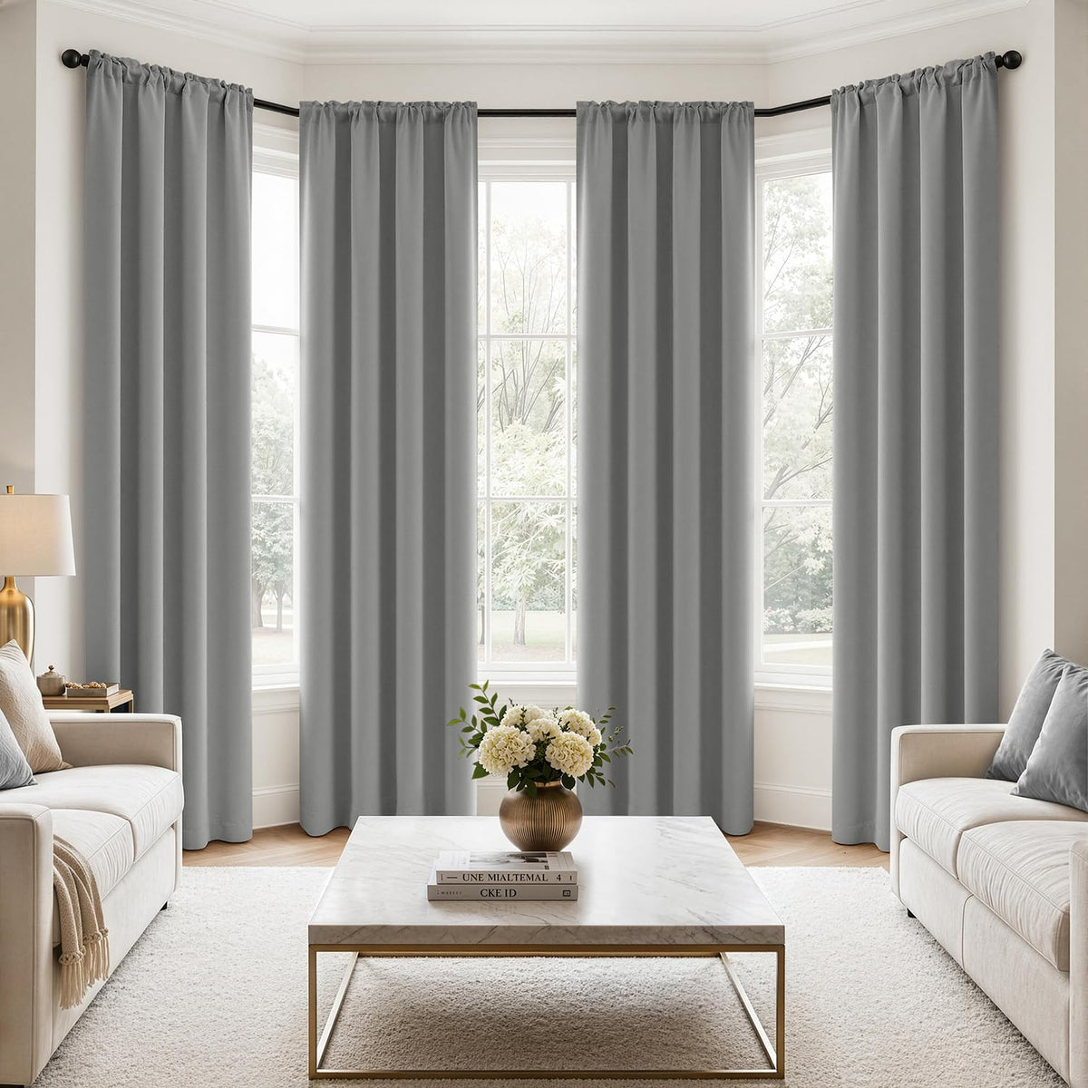 MIULEE Black Blackout Curtains 63 Inch Length for Bedroom Set of 4 Panels