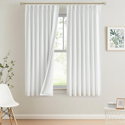 Vision Home Natural Pinch Pleated Full Blackout Curtains Linen Blended Room Darkening Window Curtains 95 inch for Living Room Bedroom Thermal Insulated Pinch Pleat Drapes with Hooks 2 Panel 40"Wx95"L