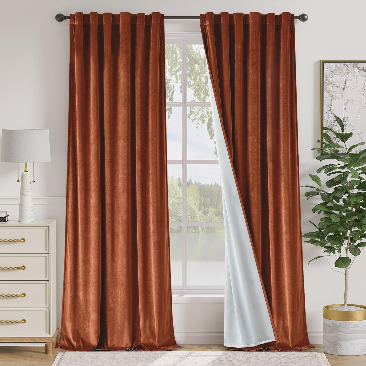 Lazzzy Blackout Curtains Thermal Insulated Curtains Room Window Drapes Super Soft Luxury Curtains for Living Room Bedroom Rod Pocket 2 Panels, 96 Inch Lined | Beige