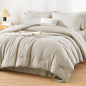 HIMEET Queen Comforter Set, 7-Piece Point-Quilted Bed in a Bag Dark Grey
