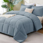 CozyLux Queen Comforter Set, 3-Piece Box-Stitched, Black