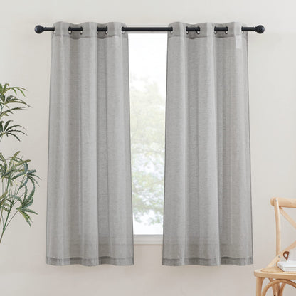 NICETOWN Semi Sheer Linen Ivory Curtains for Bedroom, W52xL84, 2 Panels