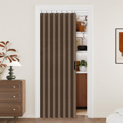 Vatge Closet Door Curtain Room Divider Drapes, Pleated Folding Style Curtains for Doorways Curtain for Bedroom Without Door,1 Panel with Tieback, W39 x L78, Black