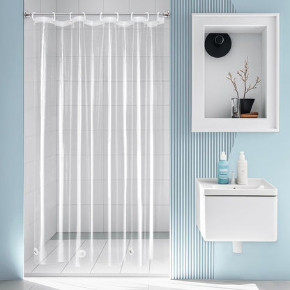 EurCross 9G Clear Shower Curtain Liner 72 x 78 inches Long with 5 Magnet Weights, Heavy Duty Weighted Premium PEVA Plastic Shower Curtain Liner for Bathroom, Without Hooks