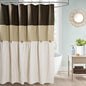 DOSLY IDÉES Farmhouse Shower Curtain,Beige and Gray Stripe,Button Curtain,Linen and Cotton Woven Fabric,Rustic Charm Country Chic Style,72x72 in