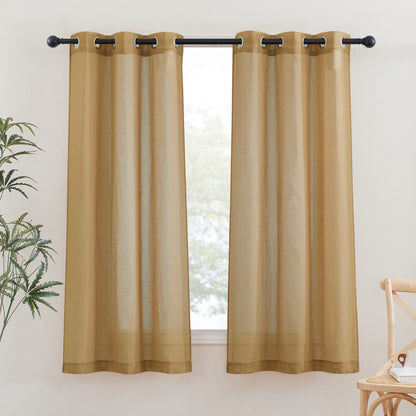 NICETOWN Semi Sheer Linen Ivory Curtains for Bedroom, W52xL84, 2 Panels