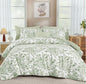 WONGS BEDDING 8 Pieces Queen Size Comforter Set Green, Sage Green Floral Bed in a Bag Comforter Sets, Soft Reversible Botanical Flowers Bedding Sets for All Season (90"x90")
