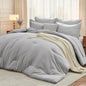 MUXHOMO Queen Comforter Set 7 Pieces, Soft Bed in a Bag, Beige
