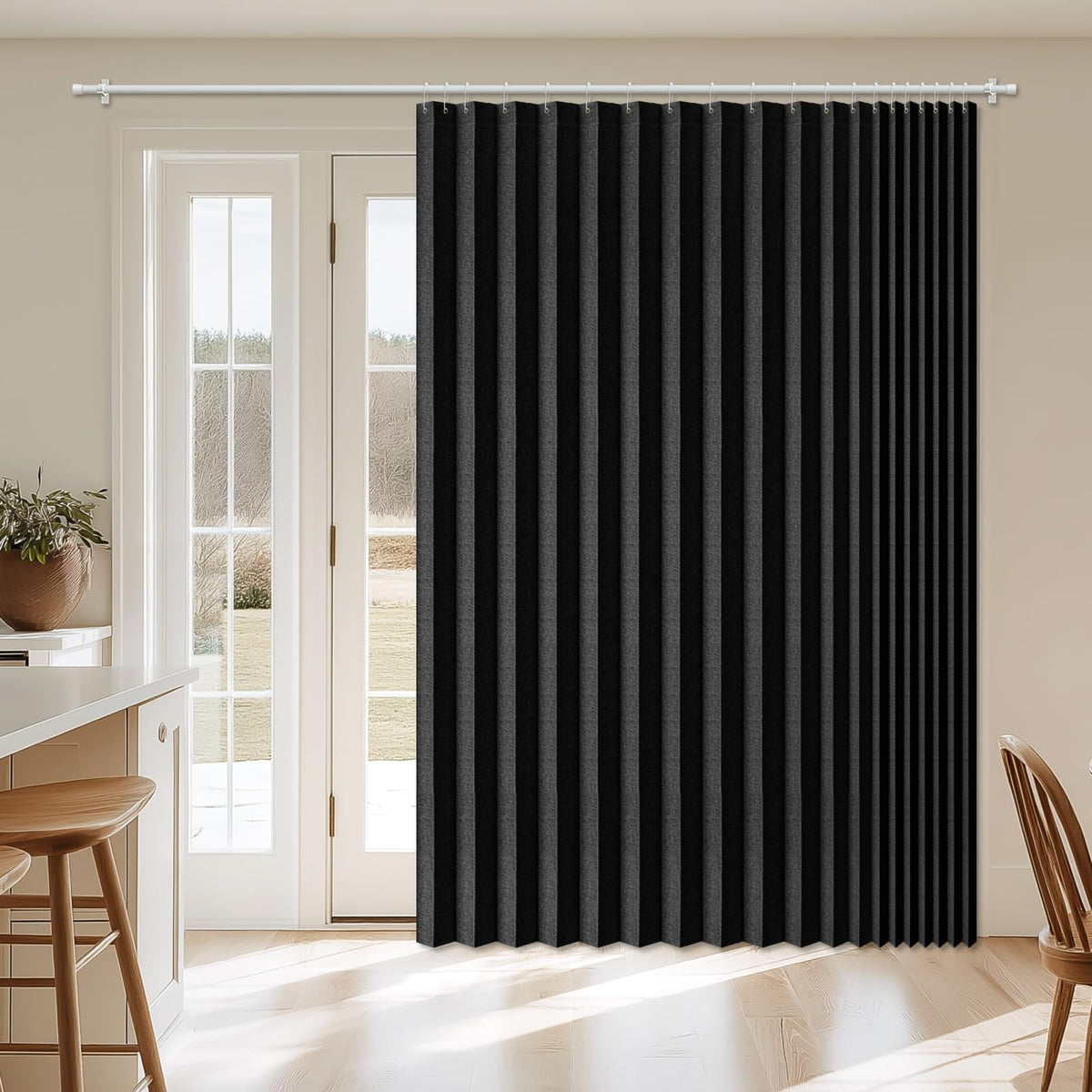 AJAZZ Blackout Accordion Door Magnetic Door Curtain Folding Closet Doors Curtain Invisible for Bedroom Room Living Room Doorway, Grey 42" W x 78" L, 1 Panel