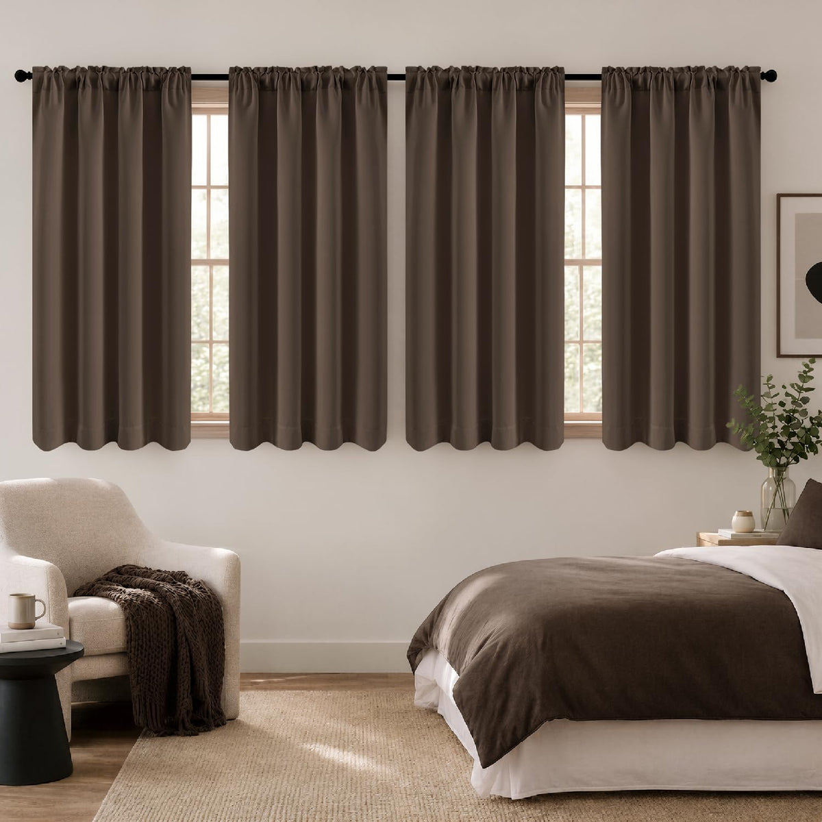 MIULEE Black Blackout Curtains 63 Inch Length for Bedroom Set of 4 Panels