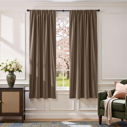 Lazzzy Blackout Curtains Thermal Insulated Curtains Room Window Drapes Super Soft Luxury Curtains for Living Room Bedroom Rod Pocket 2 Panels, 96 Inch Lined | Beige