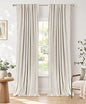 Linen Total Blackout Curtains for Bedroom Living Room 84 Inch, Cream