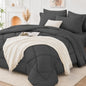 FUANNA Full Size Comforter Sets 7 PCS, Navy Blue Bed Set, Soft Bed in a Bag