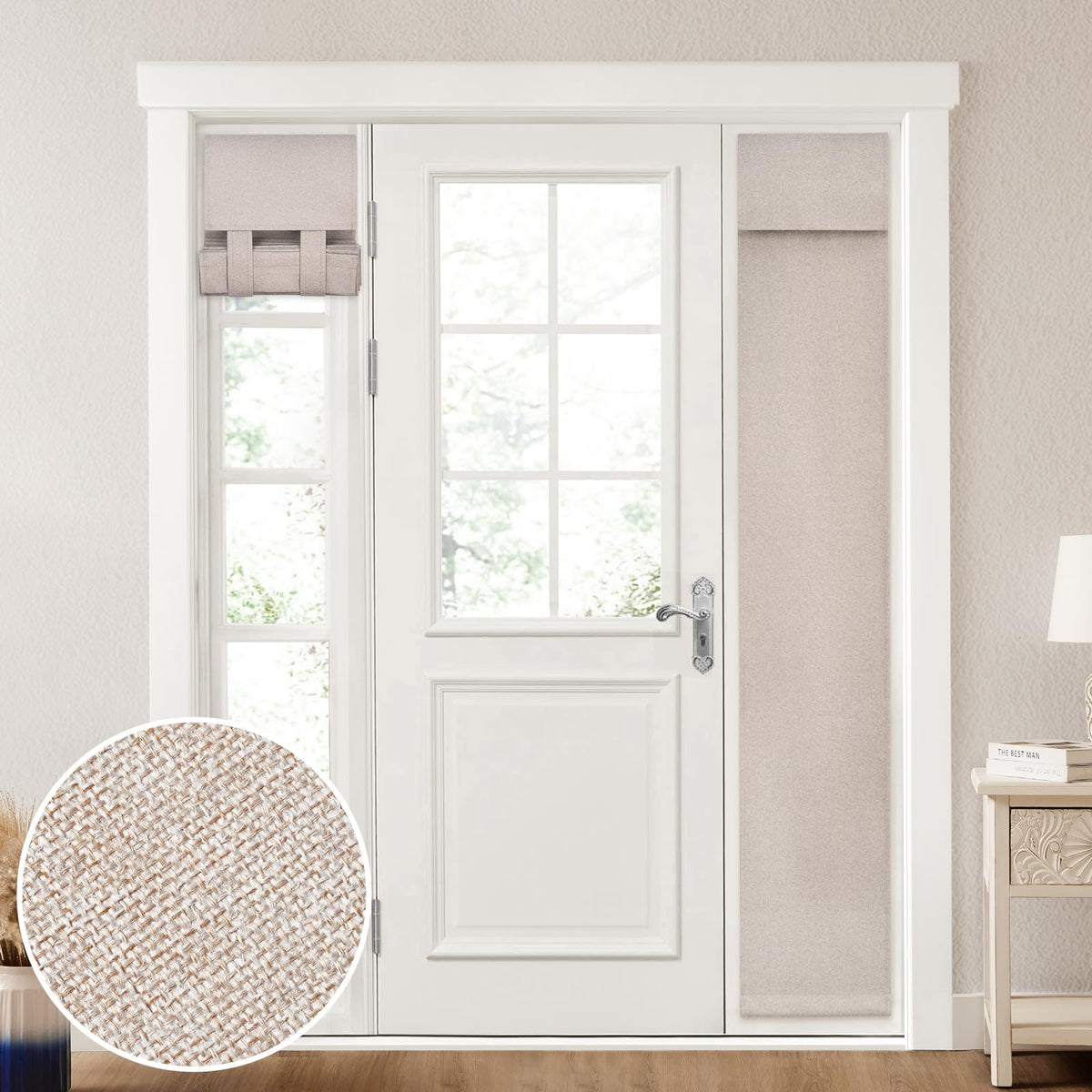 HOMEIDEAS 100% Blackout Linen Door Curtains for French Door 26x68 Inch