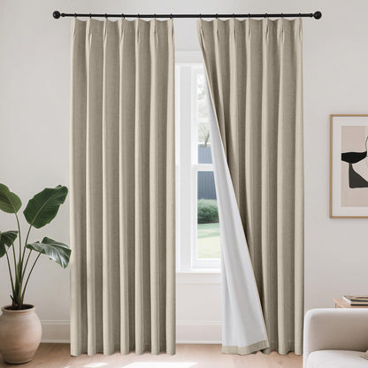 Joydeco Linen Curtains 96 inch Length 2 Panel Set, Light Filtering Curtain for Living Room Bedroom, 52 inch Wide Drapes with Rod Pocket Back Tab (96" Lx52 W, Ivory on Linen)