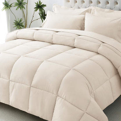 JOLLYVOGUE Full Comforter Set, Ultra-Soft Bed in a Bag Full Size 7 Pieces, Oeko-TEX Certified Bedding Set with Down Alternative Comforter, Sheets, Pillowcases & Shams, Black
