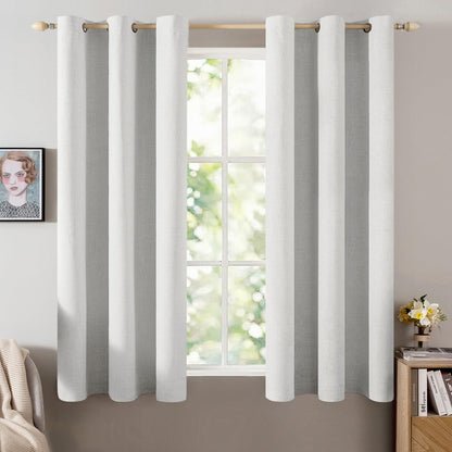 MIULEE 100% Blackout Linen Curtains for Bedroom 52x90 Inches Natural Beige