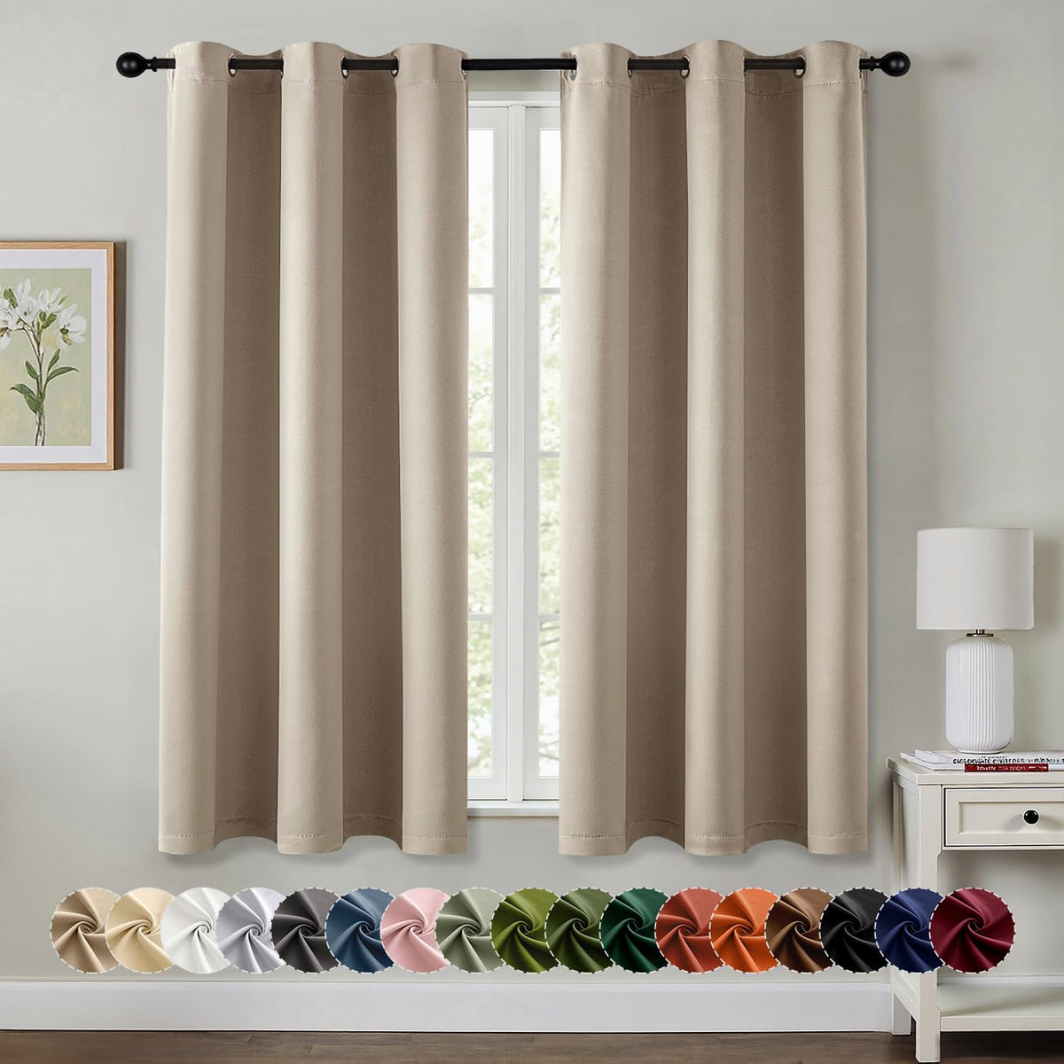 MIULEE Blackout Curtains for Bedroom 2 Panels 40 x 63 Inch Long Black