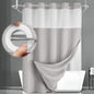 No Hook Shower Curtain with Liner Set Hotel Waffle Burgundy 72W X 75L