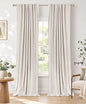 Linen Total Blackout Curtains for Bedroom Living Room 84 Inch, Cream