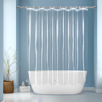 EurCross 9G Clear Shower Curtain Liner 72 x 78 inches Long with 5 Magnet Weights, Heavy Duty Weighted Premium PEVA Plastic Shower Curtain Liner for Bathroom, Without Hooks