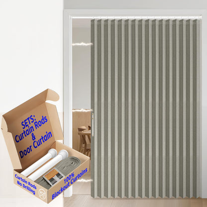 AJAZZ Blackout Accordion Door Magnetic Door Curtain Folding Closet Doors Curtain Invisible for Bedroom Room Living Room Doorway, Grey 42" W x 78" L, 1 Panel