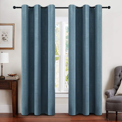 MIULEE 100% Blackout Linen Curtains for Bedroom 52x90 Inches Natural Beige